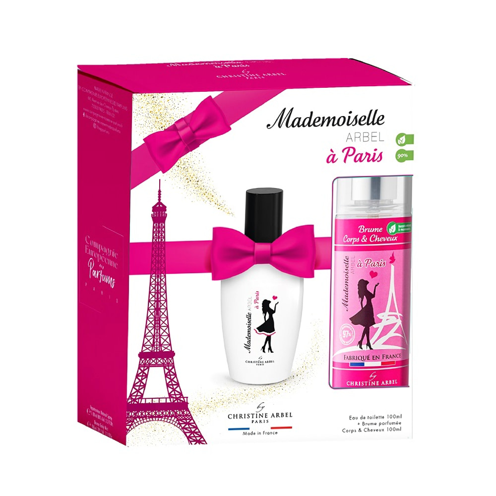 Set cadou bio Apa de toaleta 100ml si Spray de corp si par 100ml Mademoiselle Arbel à Paris, Christine Arbel