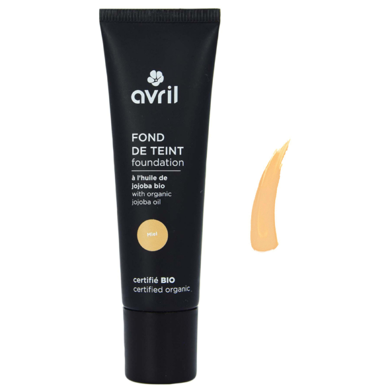 Fond de ten cu ulei de jojoba, nuanta Miel, certificat organic, 30 ml, Avril