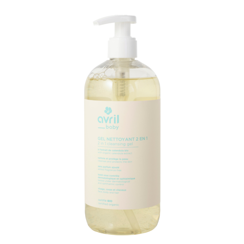 Gel de dus si sampon BIO pentru bebelusi, fara sapun, cu musetel organic, 500 ml, Avril