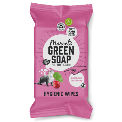 Servetele umede Bio biodegradabile pentru suprafete Patchouli & Merișor, 60 buc, Marcel’s Green Soap