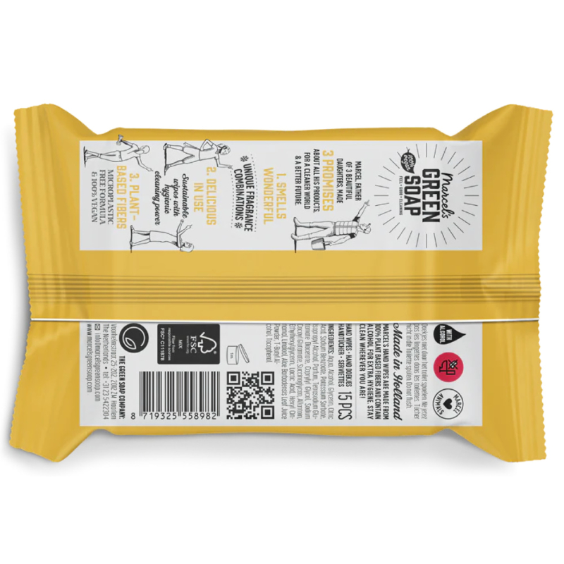Servetele umede Bio igienice, pentru maini Vanilie & Flori de Cires, 15 buc, Marcel's Green Soap - imagine 4