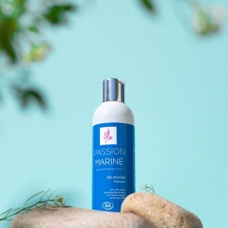 Gel de dus Bio Regenerant cu alge, Muscata si parfum de Lemn de Trandafir, 250 ml, Passion Marine - imagine 2