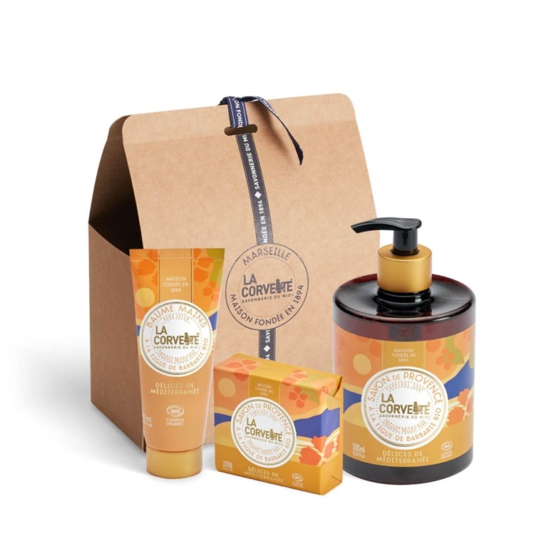 Set cadou bio Rituel Délices de Méditerranée - sapun lichid, sapun solid, si crema de maini, LA CORVETTE