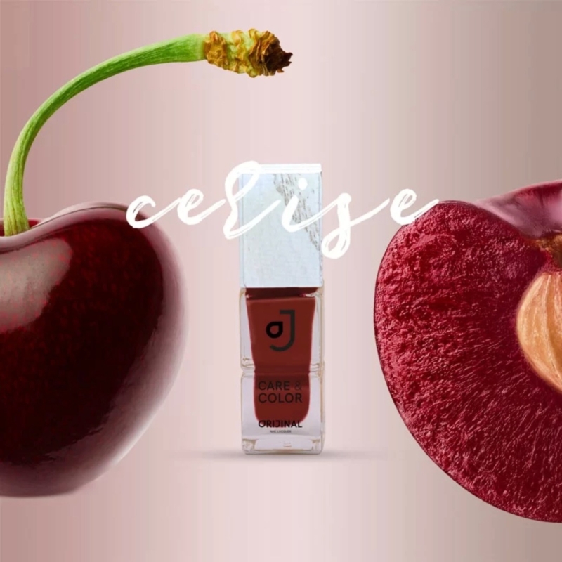 Lac de unghii 2 in 1 hidratant CERISE cu extract de cireșe bio, 10 ml, ORIJINAL - imagine 2