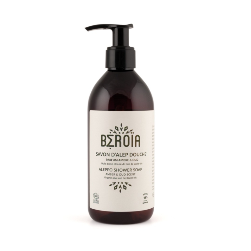 Gel de dus bio din Sapun de Alep cu Ambra si Oud COSMOS ORGANIC, 300 ml, BEROIA