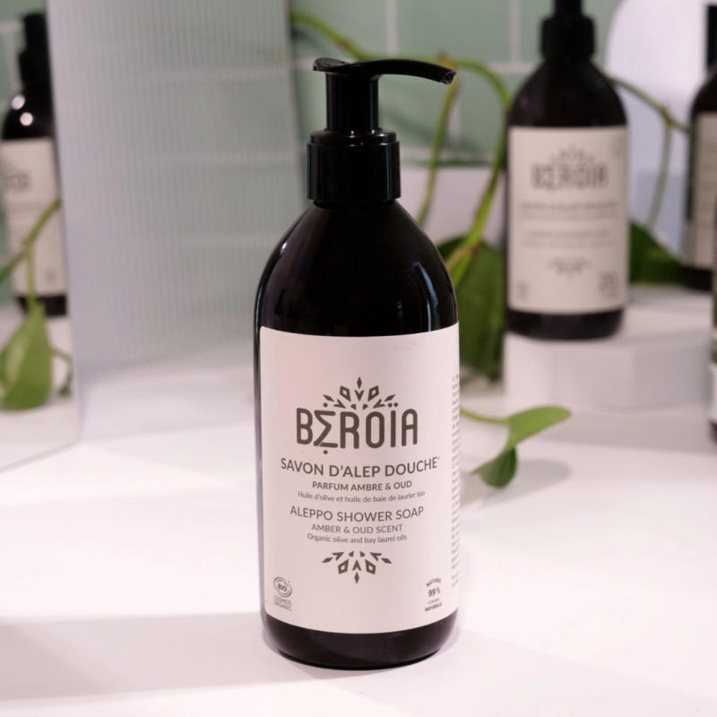 Gel de dus bio din Sapun de Alep cu Ambra si Oud COSMOS ORGANIC, 300 ml, BEROIA - imagine 2