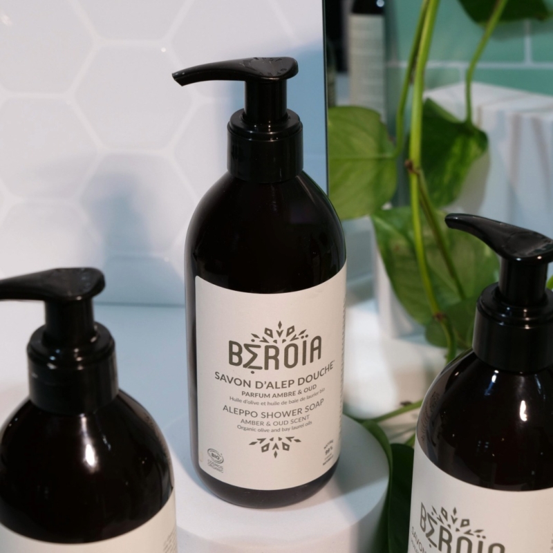 Gel de dus bio din Sapun de Alep cu Ambra si Oud COSMOS ORGANIC, 300 ml, BEROIA - imagine 3
