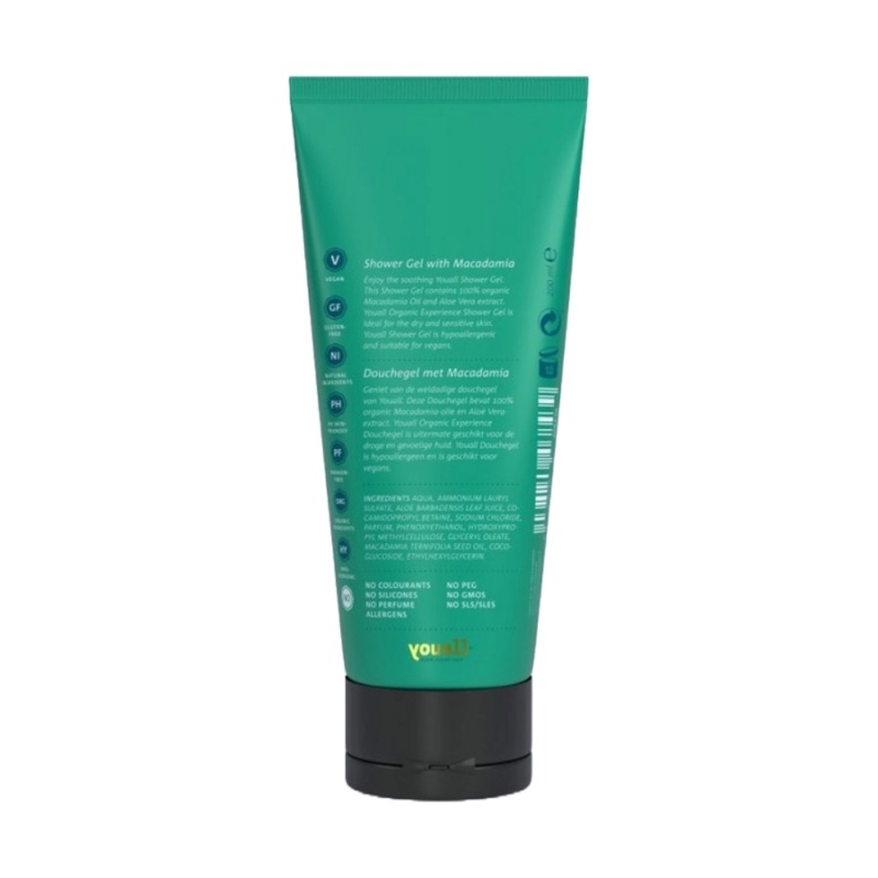 Gel de dus bio cu ulei de nuci de Macadamia Your Organic Experience 200ml, Youall - imagine 2