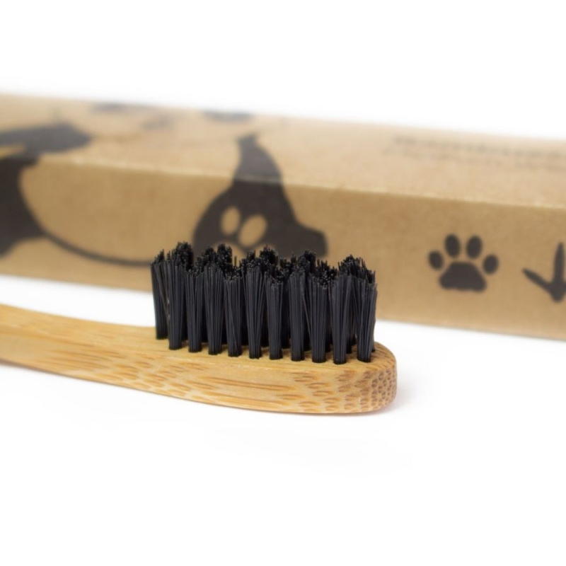 Periuta de dinti din bambus, biodegradabila, pentru adulti, duritate medie, Negru, Planet Bamboo - imagine 2