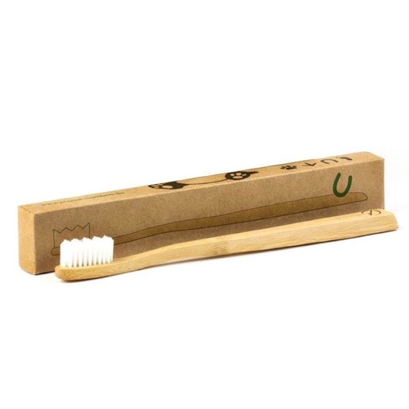 Periuta de dinti din bambus pentru adulti, duritate medie, alb, Planet Bamboo