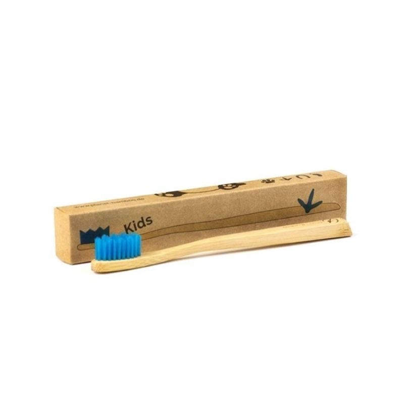 Periuta de dinti din bambus, pentru copii, duritate medie, Albastru, Planet Bamboo