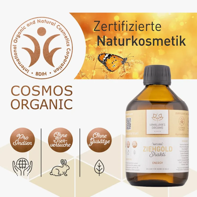 Ulei Bio pentru Oil Pulling Ayurveda Drawing Gold SHAKTI, 250 ml, Himalaya`s Dreams - imagine 2